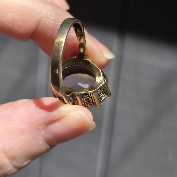 Rose quartz 12k Oval bronze Sterling & gold ring sz8 - Picture 9 of 9